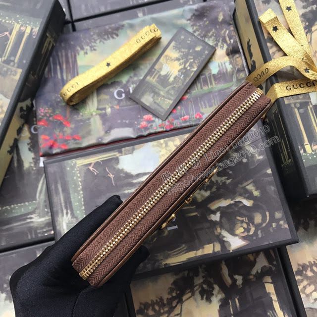 Gucci錢包 古馳2020新款 甩紋牛皮 Gucci三折短錢包 474746大紅全皮  gdj1177